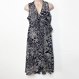 Who What Wear Dalmation Spot Polka Dot Print Wrap Maxi Dress Size XXL